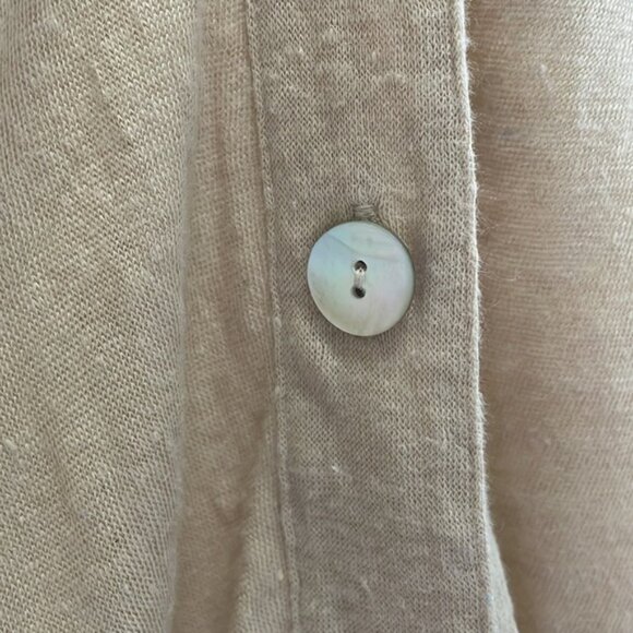 MASSIMO Dutti Linen Short Sleeve Button Down Neutral Cream